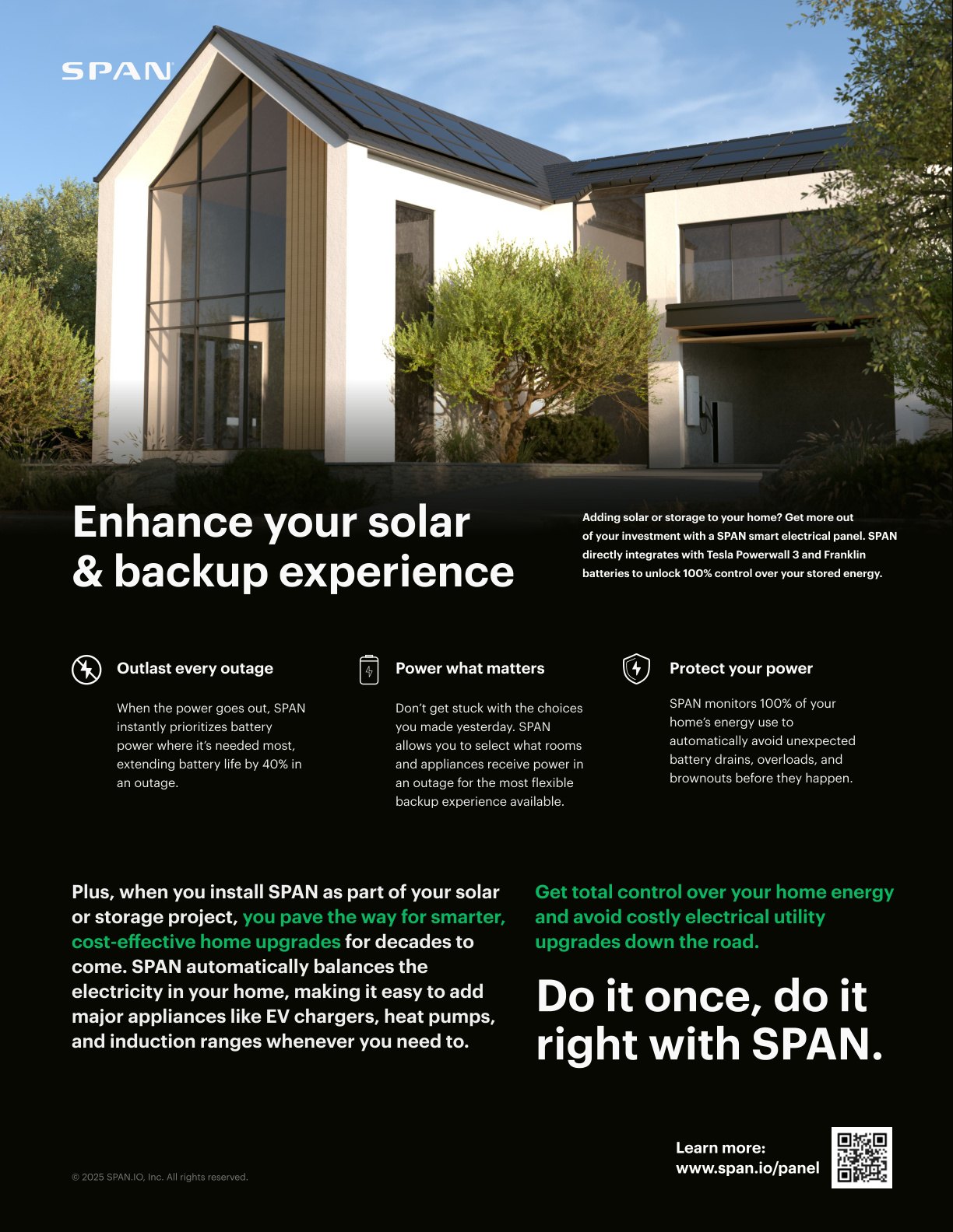 SPAN solar and storage advantage material showing home backup planning