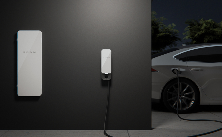 SPAN Drive charger and smart panel shown together